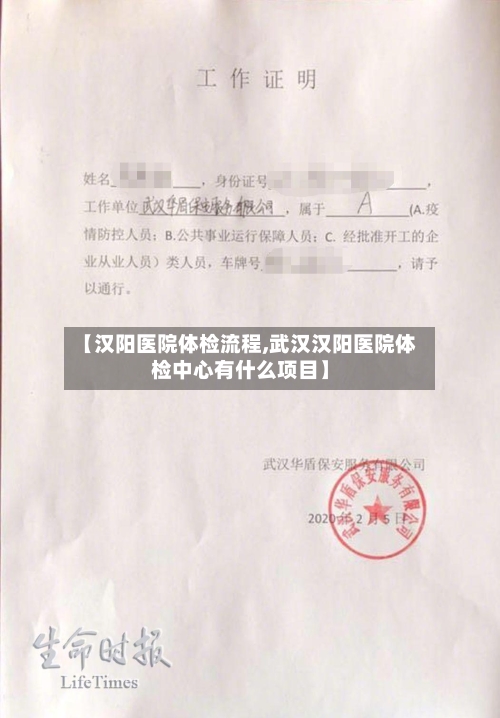【汉阳医院体检流程,武汉汉阳医院体检中心有什么项目】
